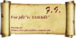 Forján Ildikó névjegykártya